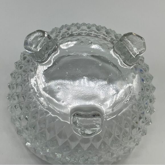 Vtg Indiana Glass Co. Diamond Point Clear Depression Glass Footed Bowl Dish - Picture 5 of 6